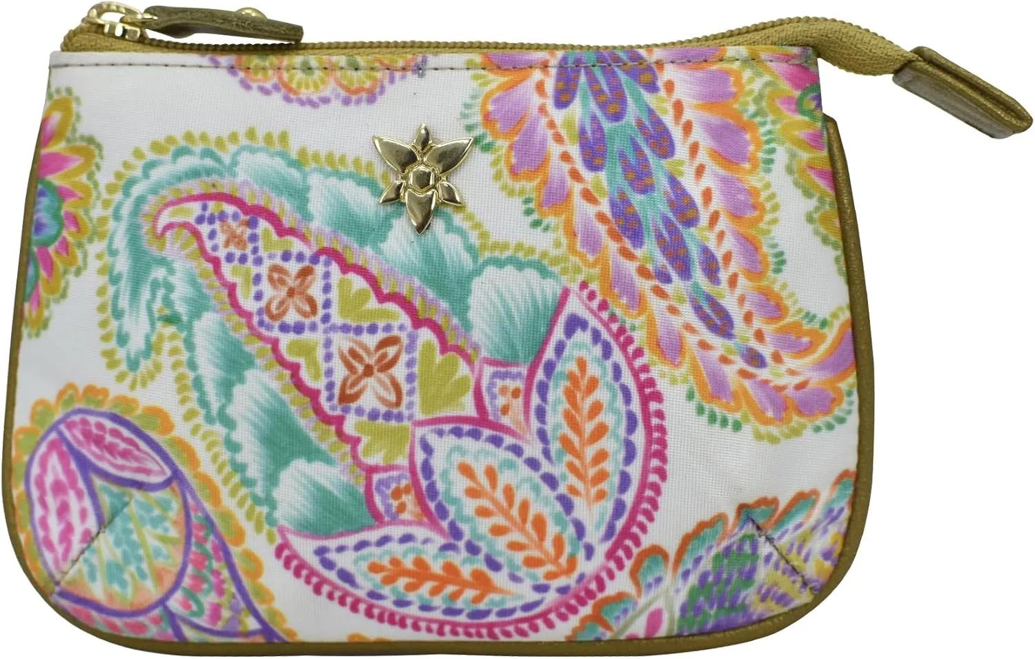 Anuschka Zip Travel Pouch-Wanderlust Collection-Nylon Fabric with Leather Trim and Artwork Print