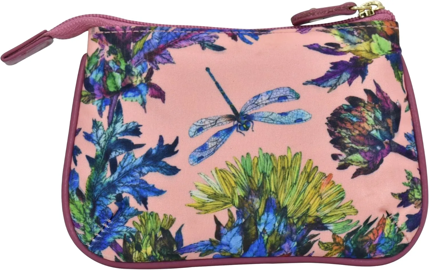 Anuschka Zip Travel Pouch-Wanderlust Collection-Nylon Fabric with Leather Trim and Artwork Print