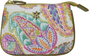 Anuschka Zip Travel Pouch-Wanderlust Collection-Nylon Fabric with Leather Trim and Artwork Print