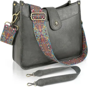 APHISON Crossbody Bags For Women Trendy, Leather Hobo Handbag Crossbody Purses Shoulder Bucket Bag with 2 Strap