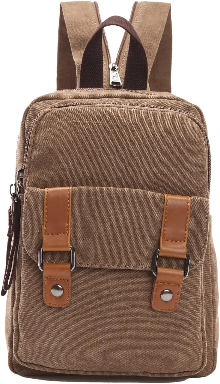 Arbag Small Cute Backpack Vintage Casual Canvas Shoulder Bag Daypack 8528bag,Coffee