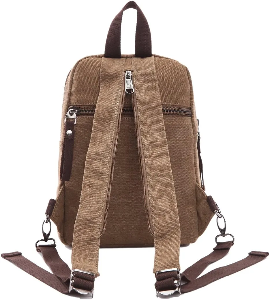 Arbag Small Cute Backpack Vintage Casual Canvas Shoulder Bag Daypack 8528bag,Coffee