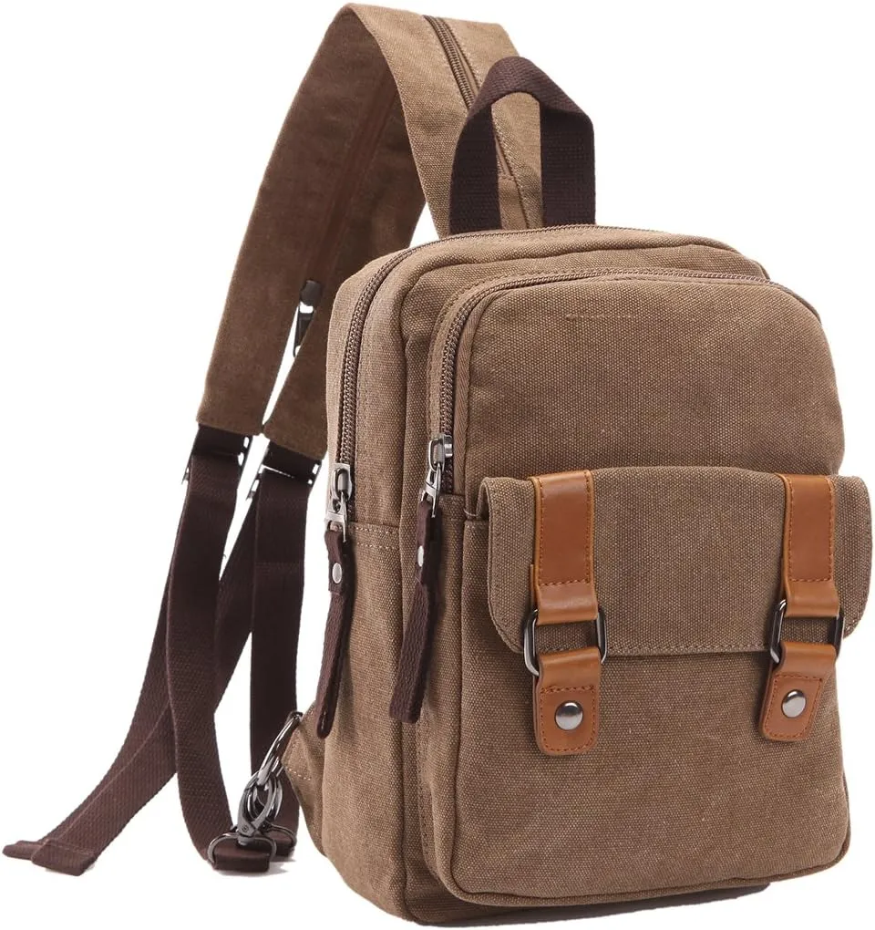 Arbag Small Cute Backpack Vintage Casual Canvas Shoulder Bag Daypack 8528bag,Coffee