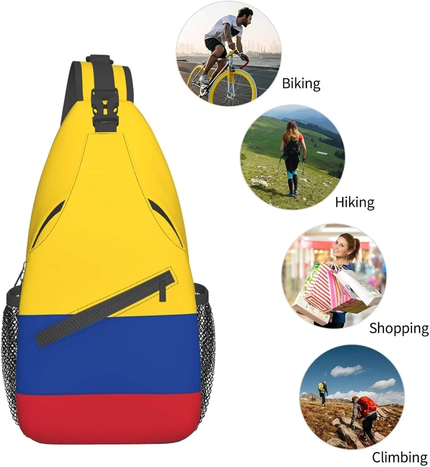 ASYG Colombia Flag Sling Bag Crossbody Backpack Colombian Travel Hiking Daypack Shoulder Chest Bag for Women Men