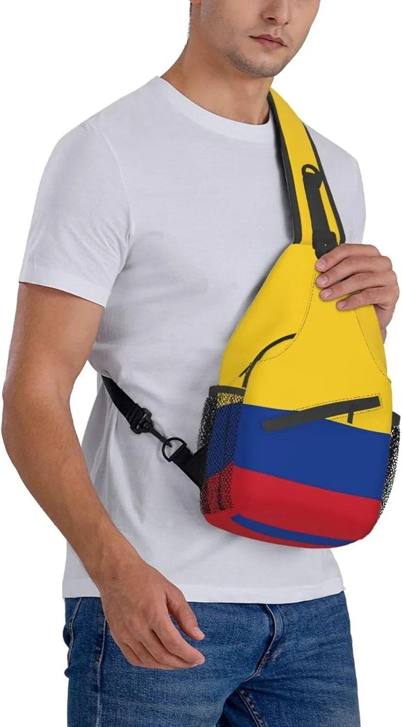 ASYG Colombia Flag Sling Bag Crossbody Backpack Colombian Travel Hiking Daypack Shoulder Chest Bag for Women Men