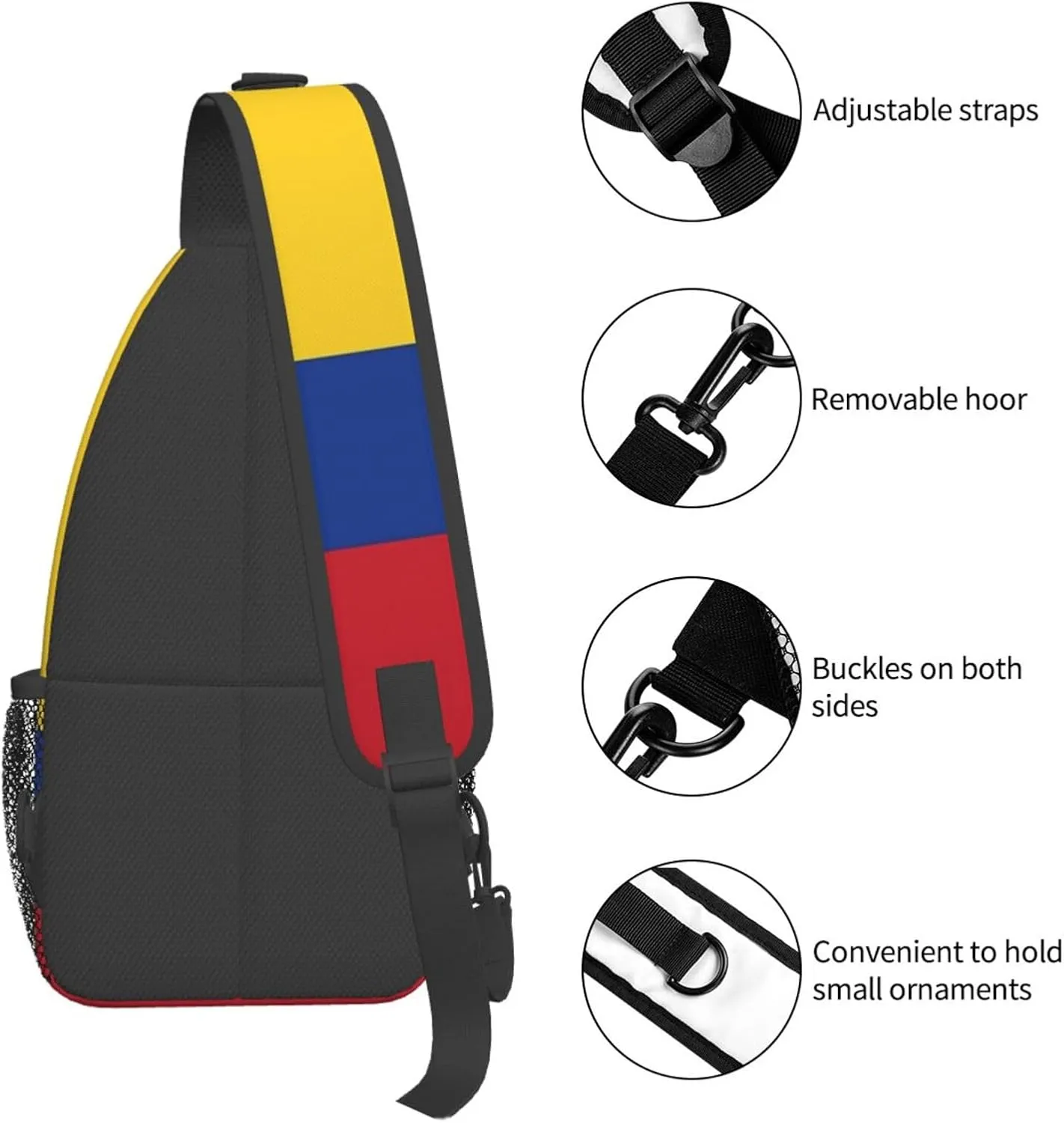 ASYG Colombia Flag Sling Bag Crossbody Backpack Colombian Travel Hiking Daypack Shoulder Chest Bag for Women Men
