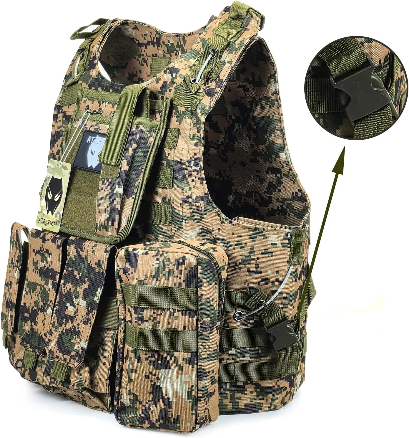 ATAIRSOFT Tactical Vest Airsoft MOLLE RRV Hunting Adjustable Plate Carrier with Pouches