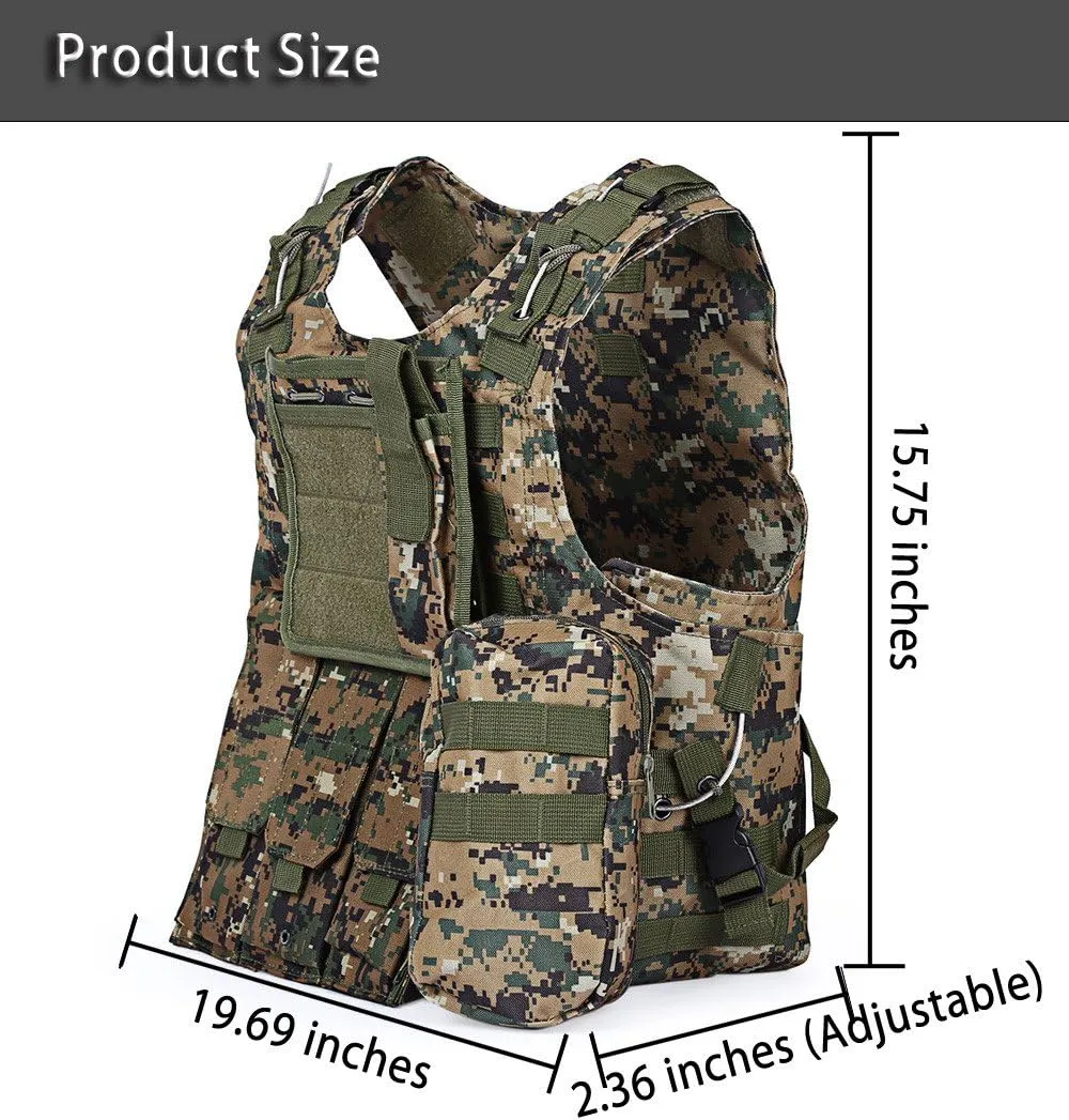 ATAIRSOFT Tactical Vest Airsoft MOLLE RRV Hunting Adjustable Plate Carrier with Pouches
