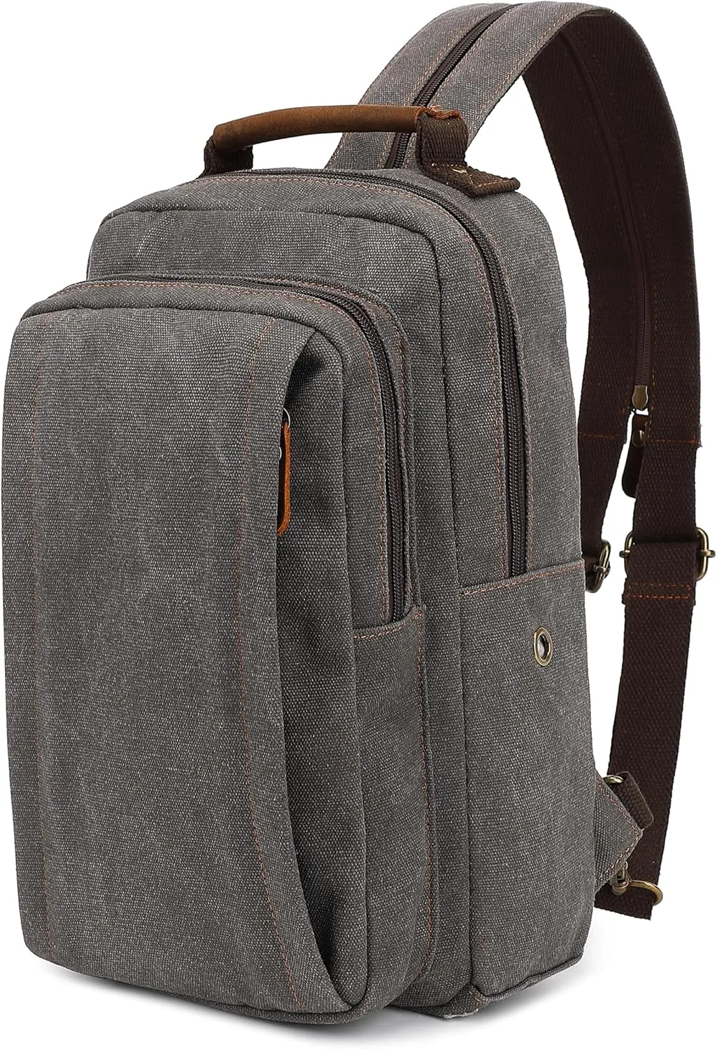 AUGUR Canvas Backpack Sling Bag Crossbody Small Bag Casual Rucksack for Men Women Cycling Hiking Travel (Gray)