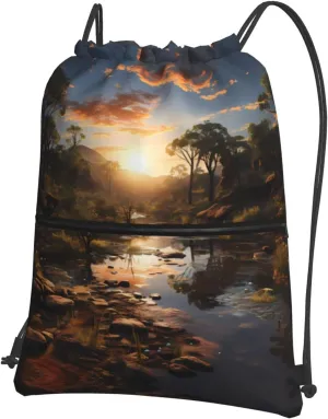 Australian Scenery Print Drawstring Backpack â€“ Lightweight & Durable Gym Bag for Sports, Travel, Hiking, Yoga, and More