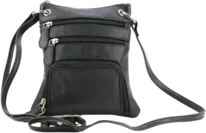 BACCI Women's Leather Crossbody Sling Bag with Adjustable Strap & 4 Zipper Compartments - Casual Bag for Women