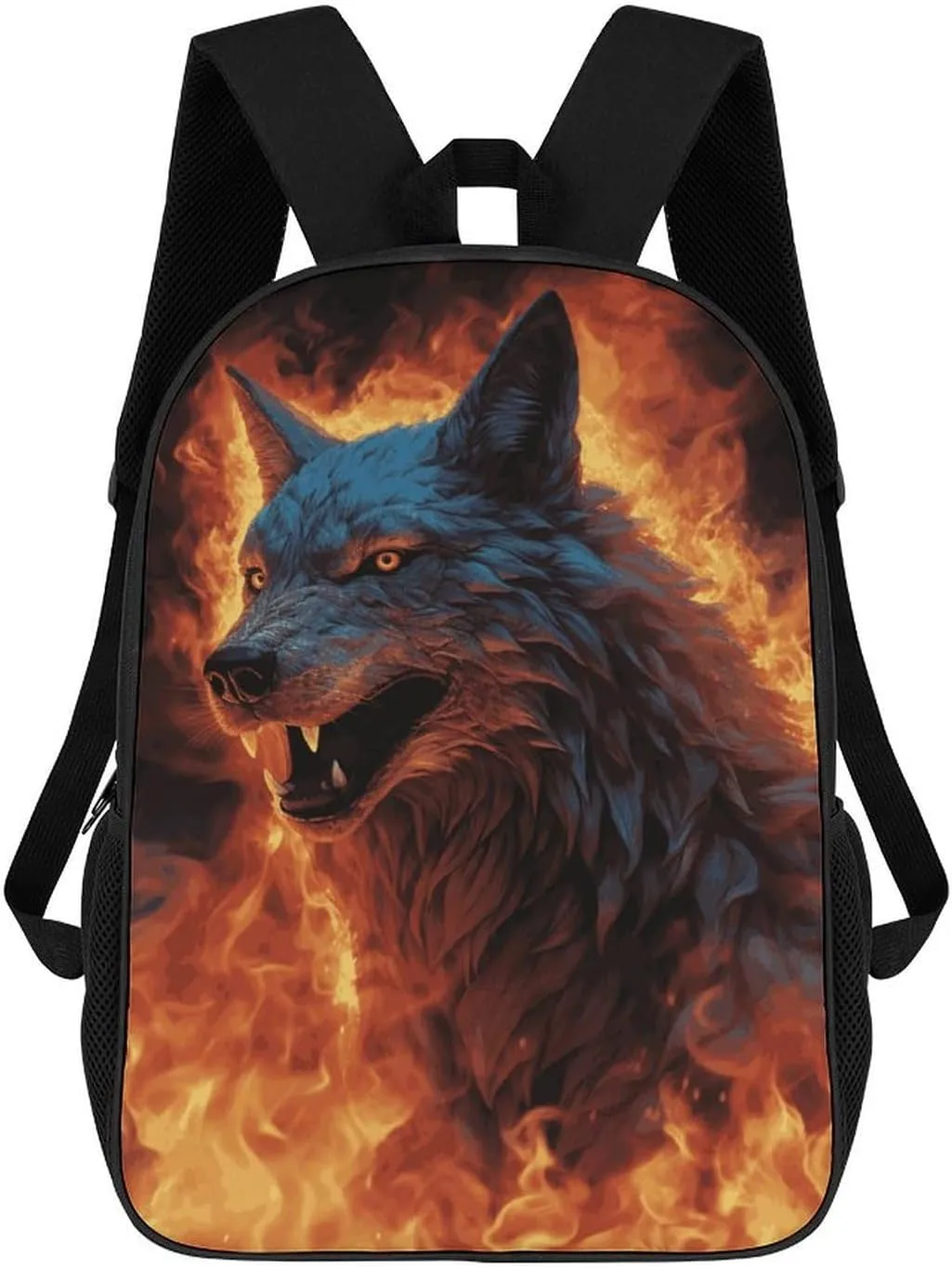 Backpack for Man Wolf Surrounded by Fire Laptop Backpack for Woman Travel Daypack Casual Bag Computer Bag 17 Inch