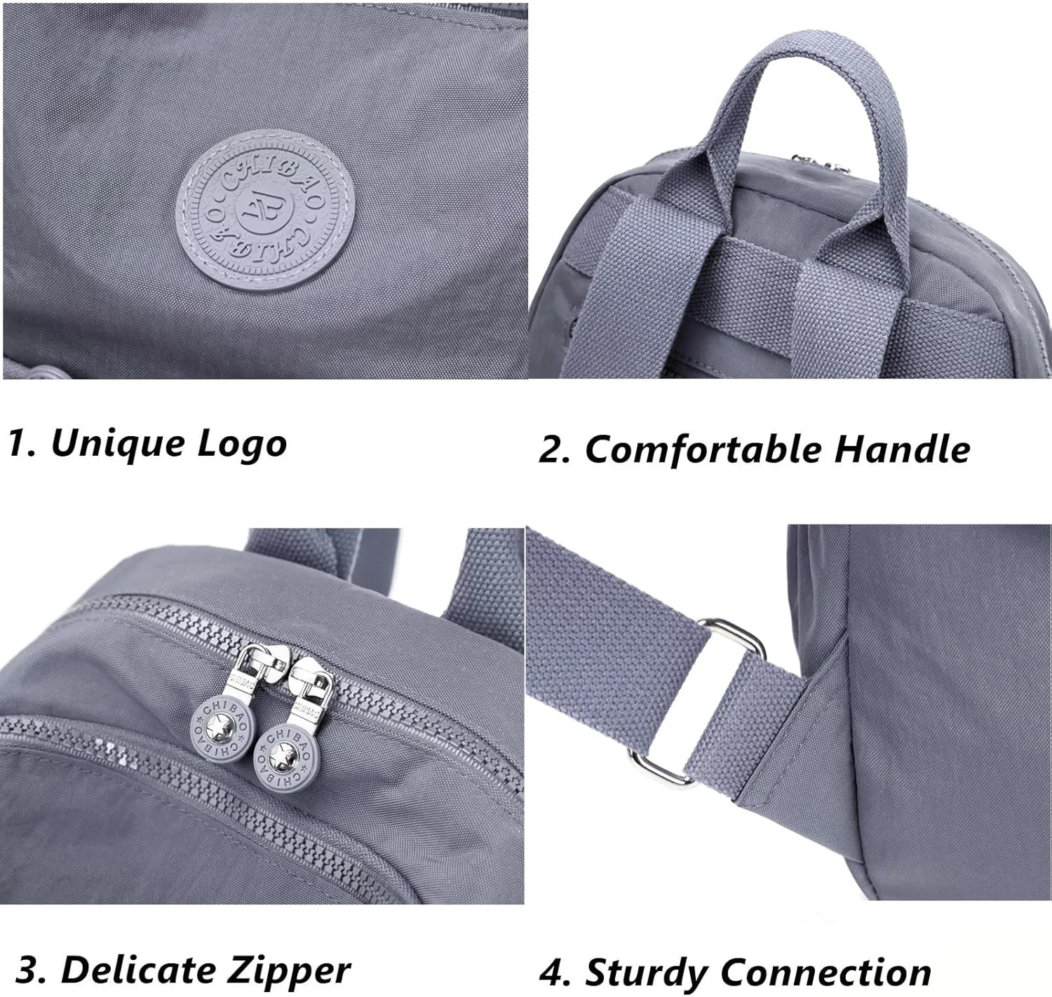 Backpack Purse for Women Ladies Nylon Bag Casual Daypack Travel Shopping Pack (A Style Grey)
