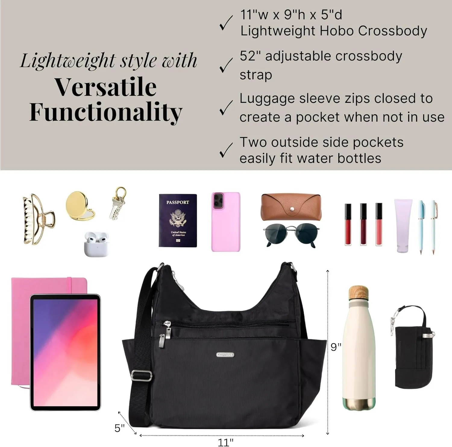 Baggallini Essential Hobo Crossbody