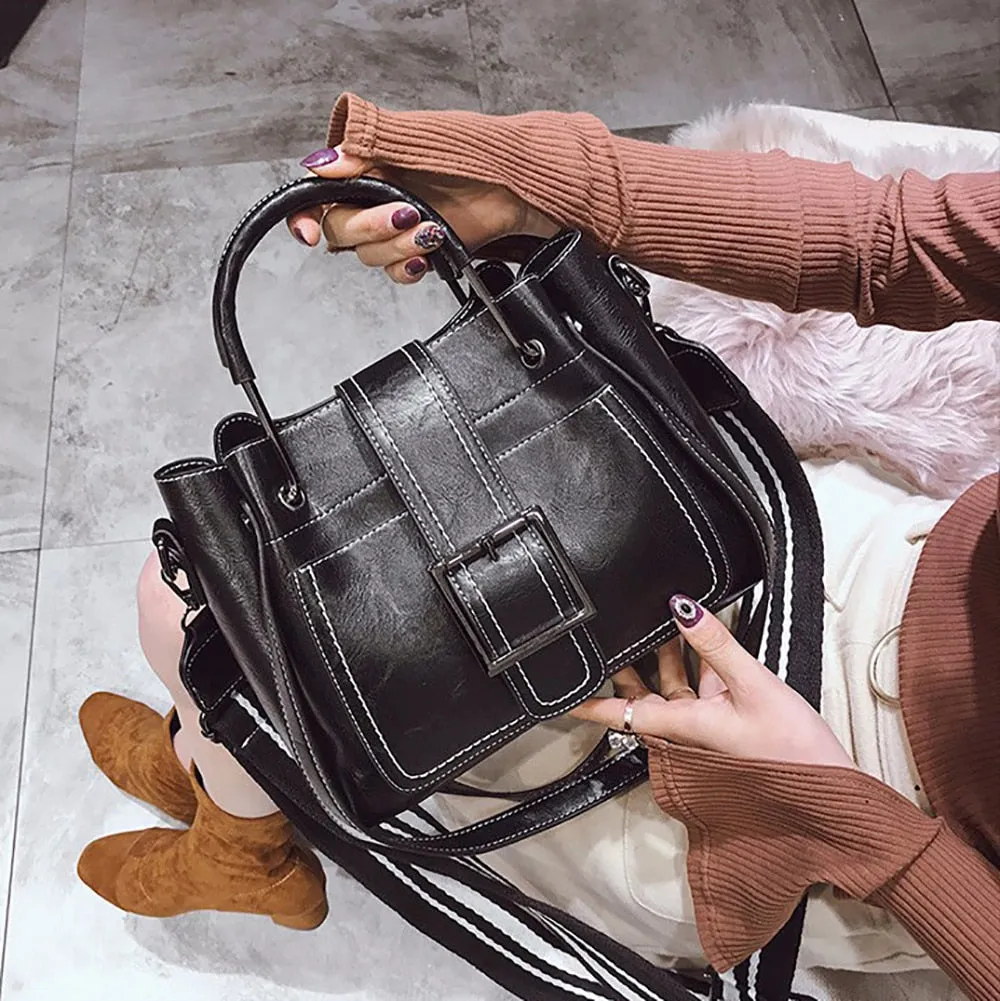 Bags For Women 2021 New Fashion Leather Handbags Crossbody Flaps Female Vintage Bucket Shoulder Purse Ladies Pouch Sac A Femme