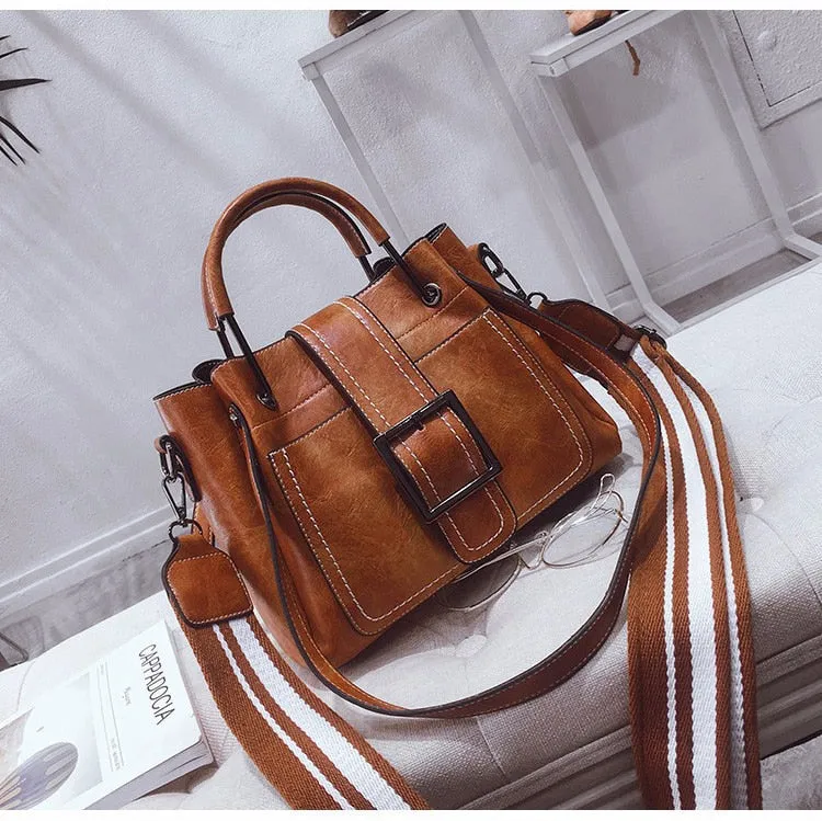 Bags For Women 2021 New Fashion Leather Handbags Crossbody Flaps Female Vintage Bucket Shoulder Purse Ladies Pouch Sac A Femme