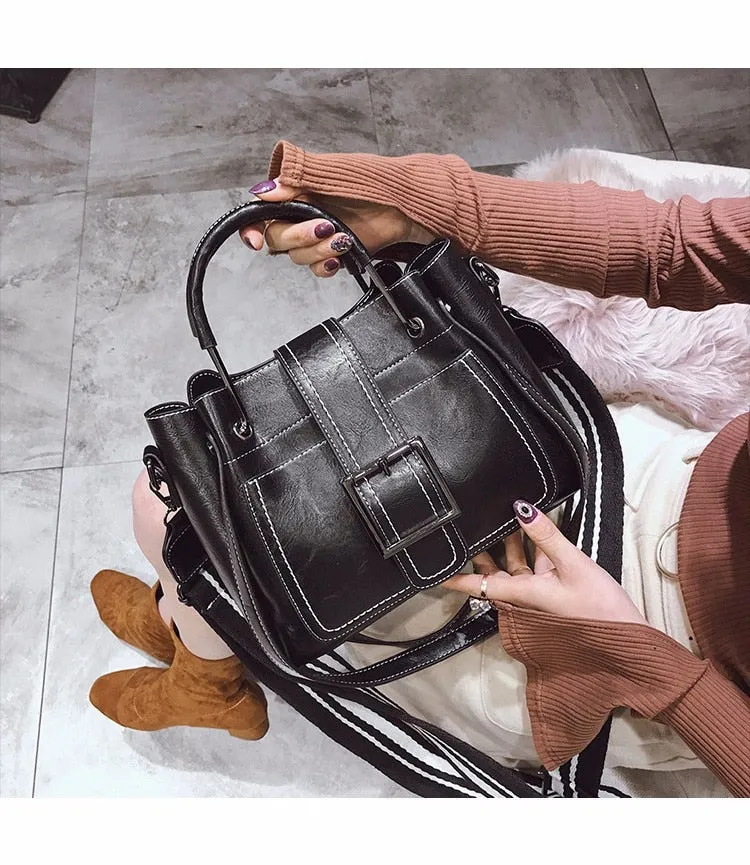 Bags For Women 2021 New Fashion Leather Handbags Crossbody Flaps Female Vintage Bucket Shoulder Purse Ladies Pouch Sac A Femme