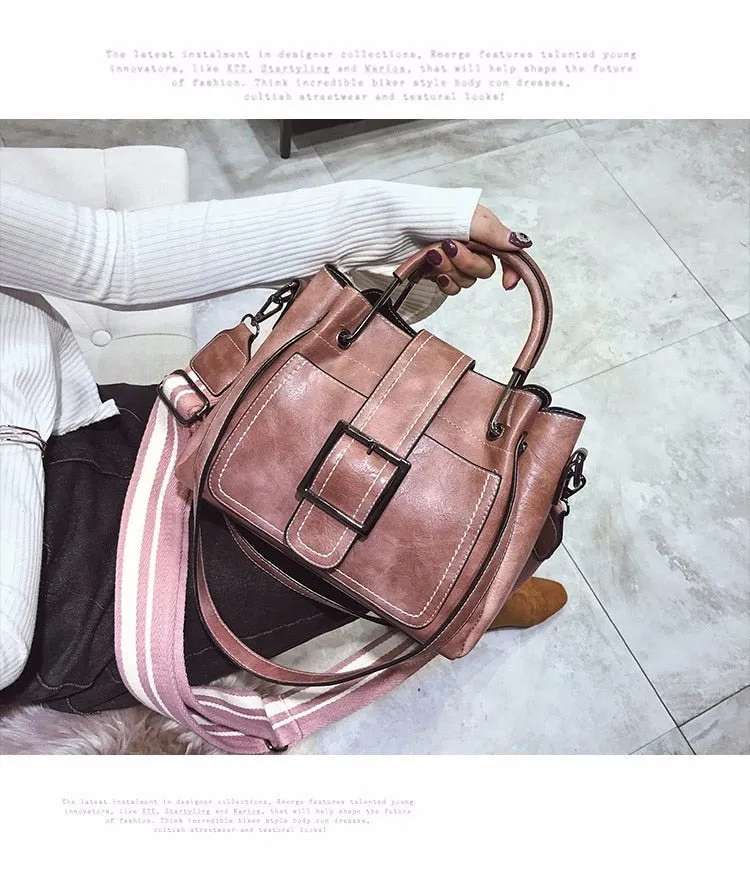Bags For Women 2021 New Fashion Leather Handbags Crossbody Flaps Female Vintage Bucket Shoulder Purse Ladies Pouch Sac A Femme