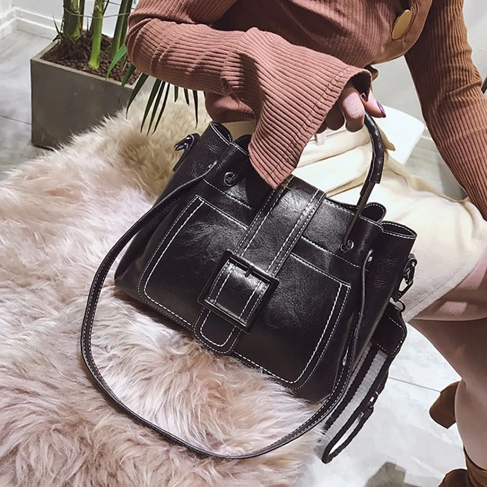 Bags For Women 2021 New Fashion Leather Handbags Crossbody Flaps Female Vintage Bucket Shoulder Purse Ladies Pouch Sac A Femme