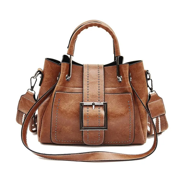 Bags For Women 2021 New Fashion Leather Handbags Crossbody Flaps Female Vintage Bucket Shoulder Purse Ladies Pouch Sac A Femme