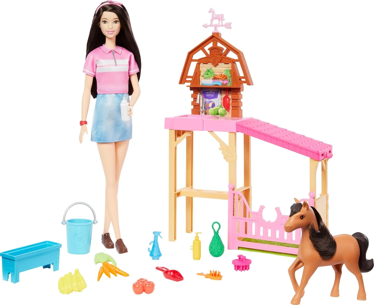 Barbie Toy Stable Playset with Fashion Doll, Small Pony & 10  Accessories, Inspired Mysteries: The Great Horse Chase