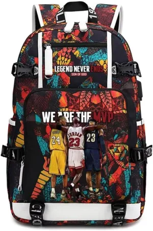 Basketball Legend Never Ends Multifunction Backpack Travel Laptop Daypack Fans Bag For Men Women (Style 1)