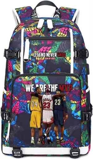 Basketball Legend Never Ends Multifunction Backpack Travel Laptop Daypack Fans Bag For Men Women (Style 5)