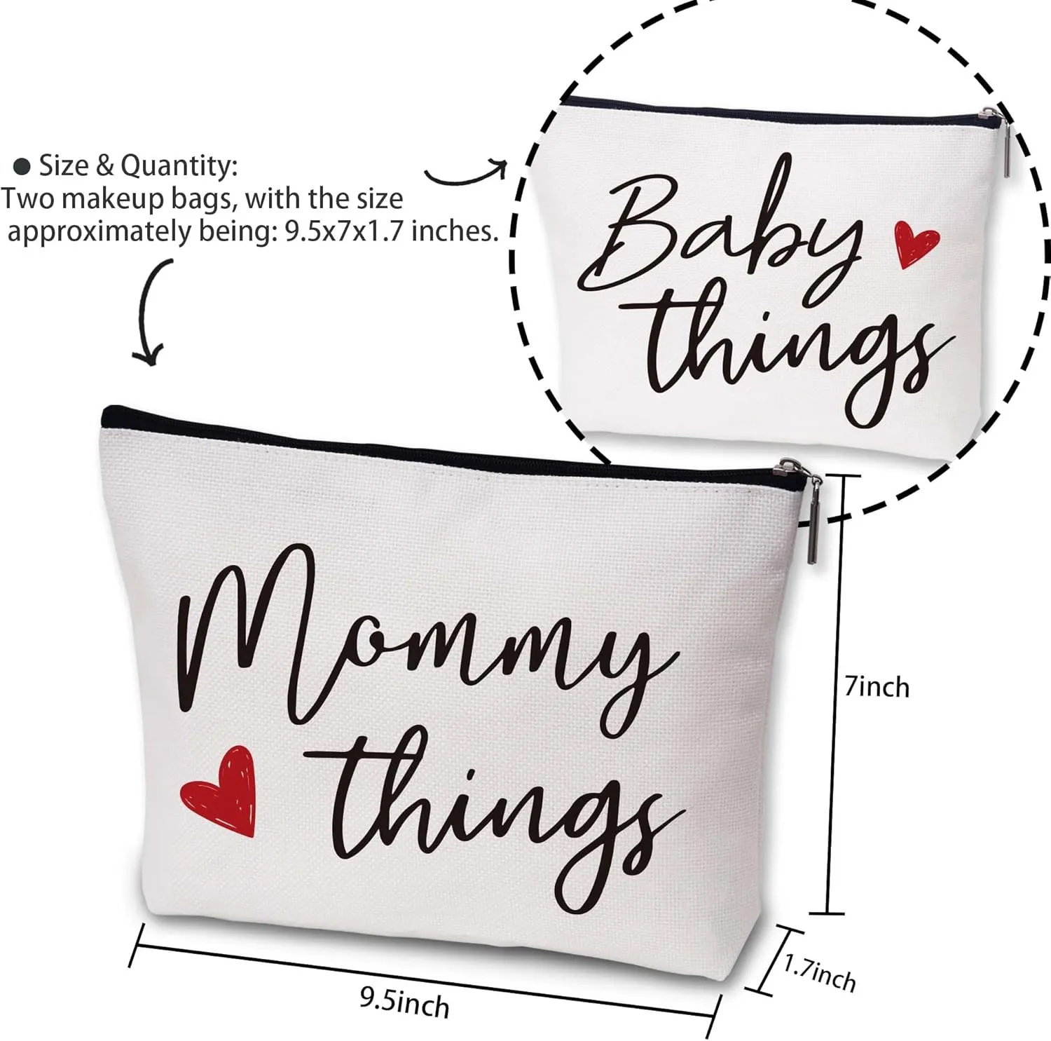 Best Expecting Mom Gifts,Mommy And Baby Canvas Pouch Set,New Mother Keepsake For New Mothers And Expecting Moms,Modern Neutral Cosmetic And Accessory Bags,Matching Travel Cases,Set of 2