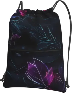 Black mystery Print Drawstring Backpack â€“ Adjustable Lightweight Gym Bag for Sports, Yoga, Travel, and Hiking