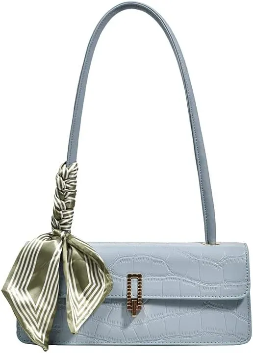 Black Shoulder Bag for Women Small Bag with silk scarf Shoulder Hobo Handbag Fashionable Evening Clutch Purse