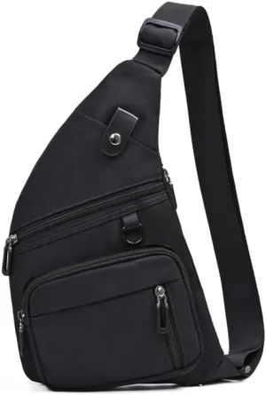 Black Sling Bag Crossbody Lightweight for Travel Backpack Multipurpose Messenger Waterproof with Pockets Adjustable Strap Casual Daypack Sohom