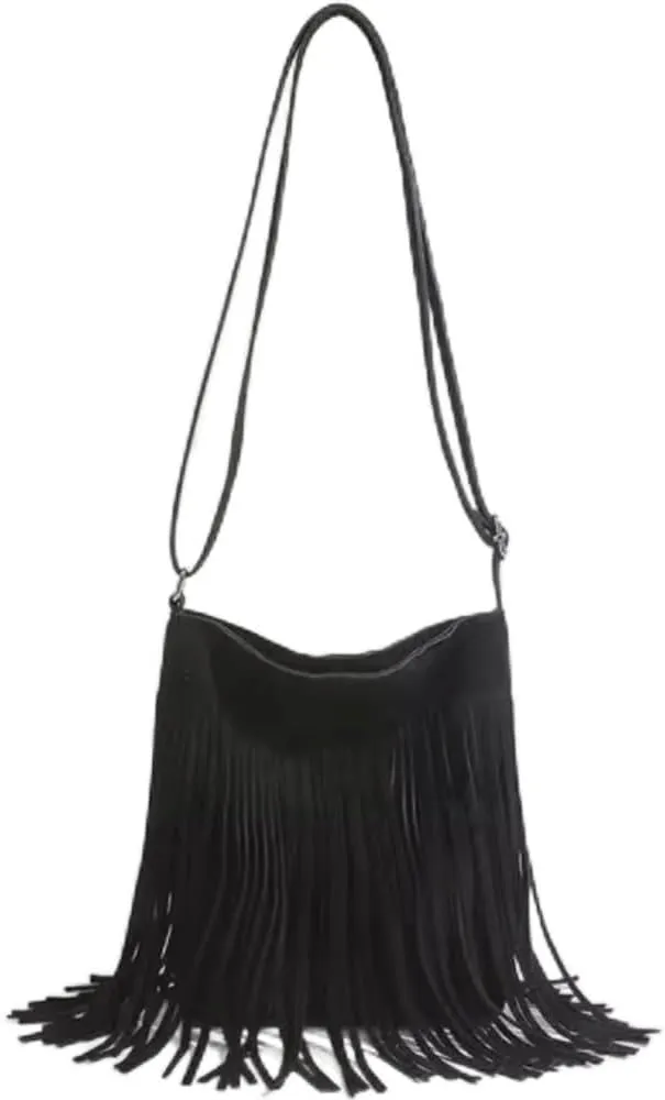 Bohemia Fringe Crossbody Bag, Western Cowgirl Fashion Pocket Hobo, Zipper Shoulder Bag for Everyday Use Well made