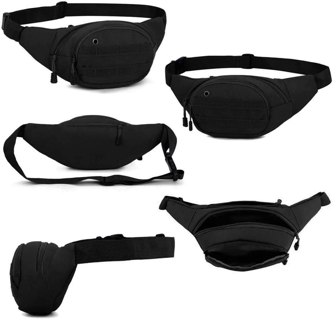 BraveHawk OUTDOORS Tactical Waist Bag, 900D Nylon Oxford Water-Resistant Outdoor EDC Fanny Pack Utility Waist Pouch Outdoor Bumbag (Black)