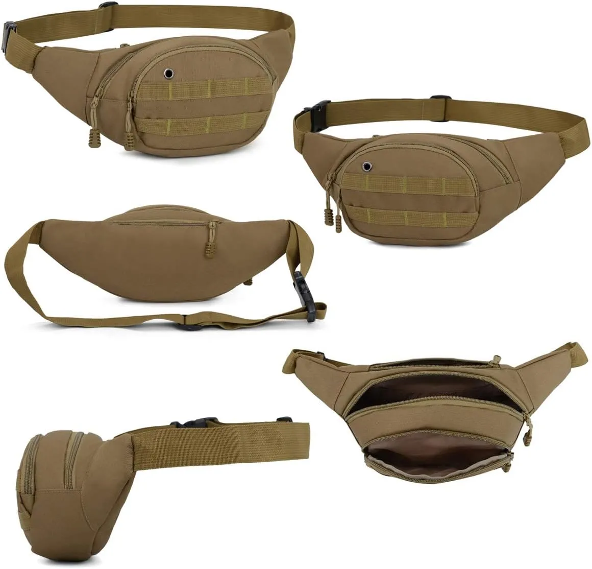 BraveHawk OUTDOORS Tactical Waist Bag, 900D Nylon Oxford Water-Resistant Outdoor EDC Fanny Pack Utility Waist Pouch Outdoor Bumbag (Khaki)