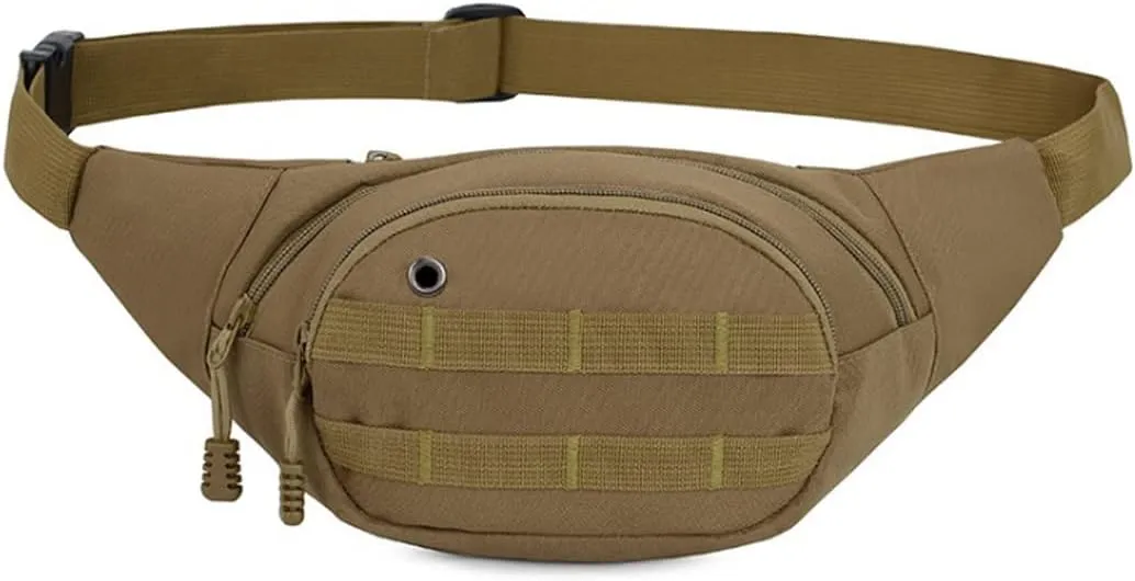 BraveHawk OUTDOORS Tactical Waist Bag, 900D Nylon Oxford Water-Resistant Outdoor EDC Fanny Pack Utility Waist Pouch Outdoor Bumbag (Khaki)
