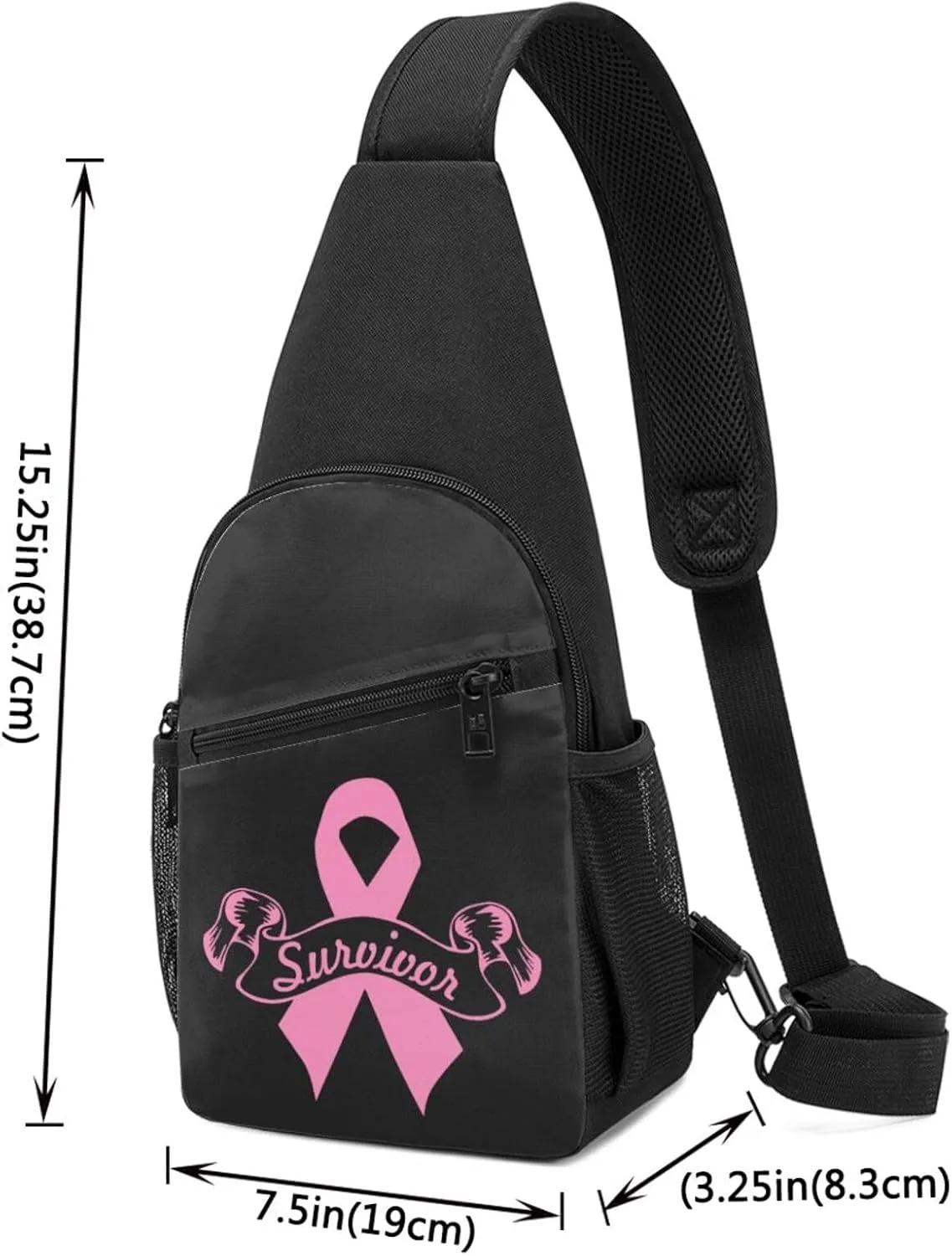 Breast Cancer Survivor Sling Bag Crossbody Backpack Shoulder Casual Daypack Bags for Men Women