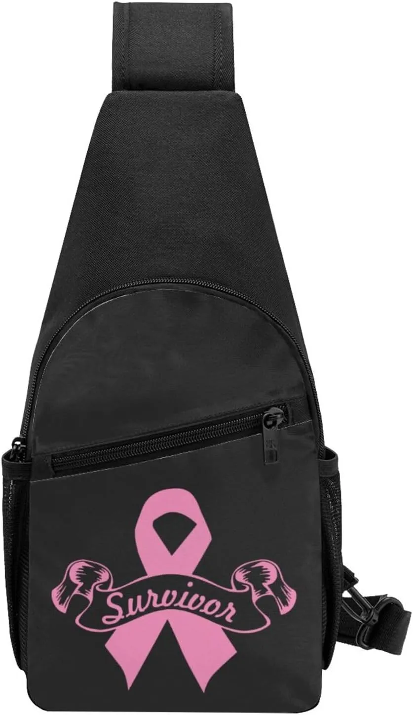 Breast Cancer Survivor Sling Bag Crossbody Backpack Shoulder Casual Daypack Bags for Men Women