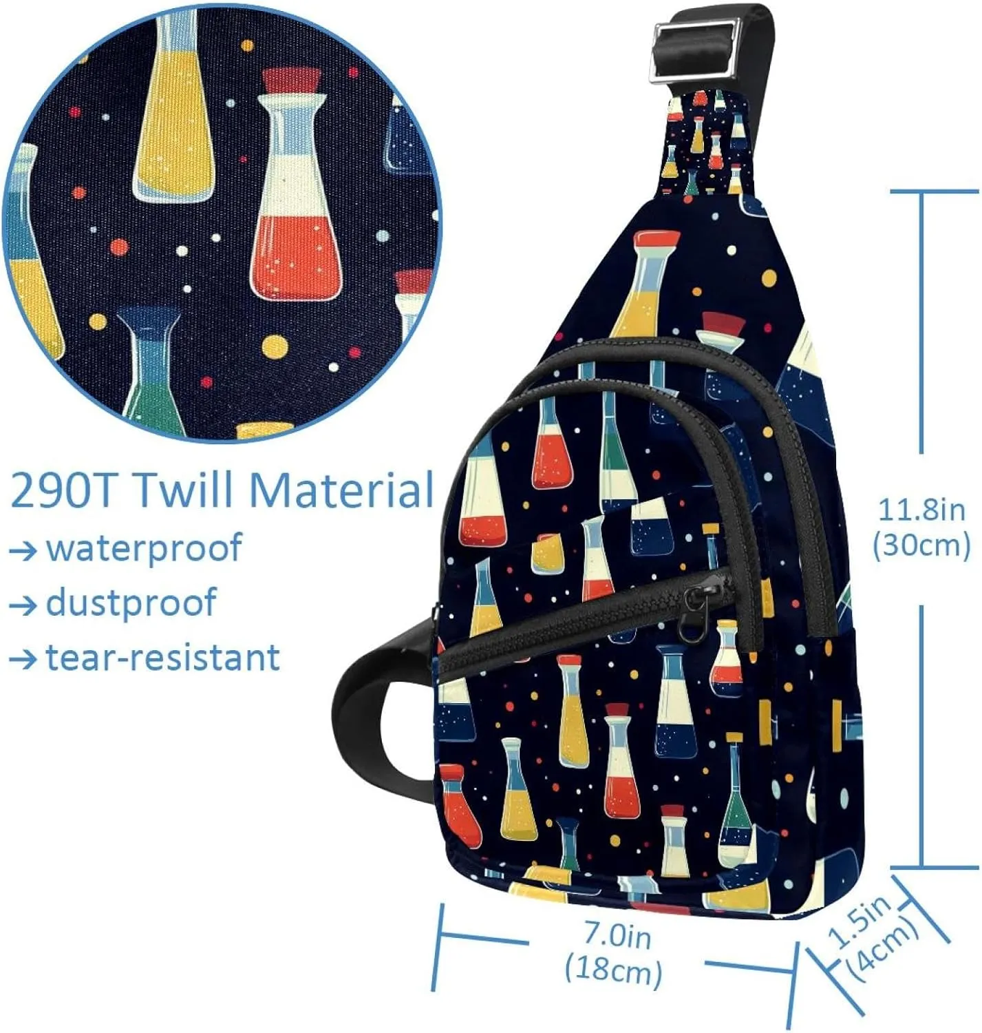 Bright and colorful chemical glassware (2) Sling Bag, Crossbody Sling Backpack Travel Hiking Chest Bag Daypack for Purses Shoulder Bag Women Men's