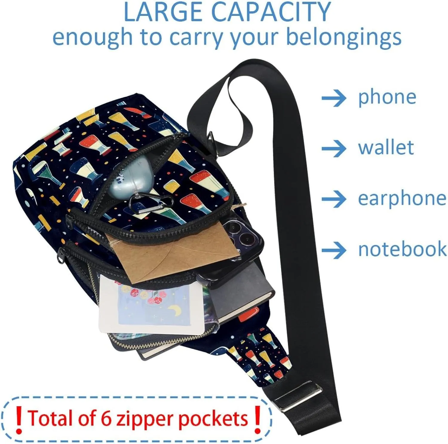 Bright and colorful chemical glassware (2) Sling Bag, Crossbody Sling Backpack Travel Hiking Chest Bag Daypack for Purses Shoulder Bag Women Men's