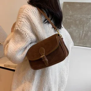 Brown Suede Bag for Women, Burgundy Fall Wine Purse, Trendy Small Crossbody Bag Satchel