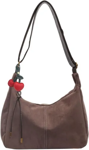 Brown Suede Tote Bag for Women - Retro Shoulder Bag for Office, Everyday, Shopping, Travelling