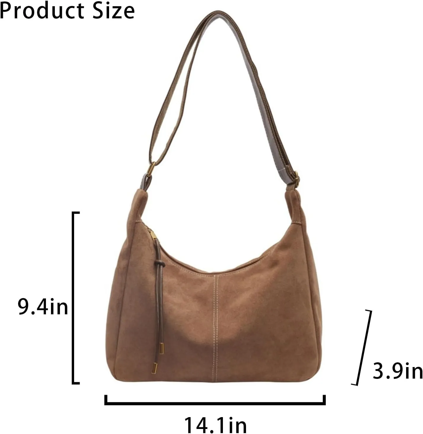Brown Suede Tote Bag for Women - Retro Shoulder Bag for Office, Everyday, Shopping, Travelling