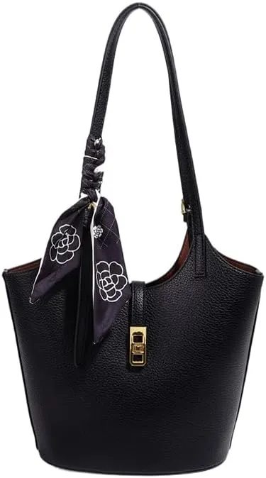Bucket Bag For Women Vintage Bucket Purse Vegan Leather Tote Bag Shoulder Handbag