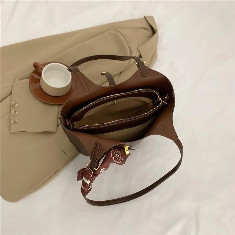 Bucket Bag For Women Vintage Bucket Purse Vegan Leather Tote Bag Shoulder Handbag