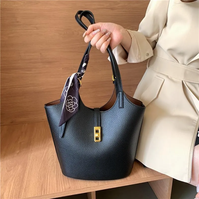 Bucket Bag For Women Vintage Bucket Purse Vegan Leather Tote Bag Shoulder Handbag