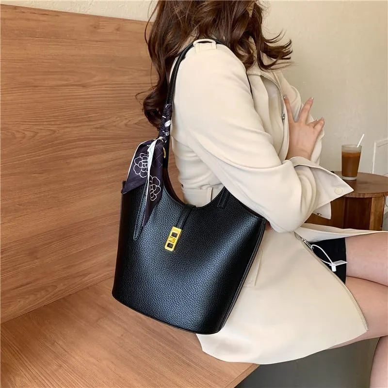 Bucket Bag For Women Vintage Bucket Purse Vegan Leather Tote Bag Shoulder Handbag