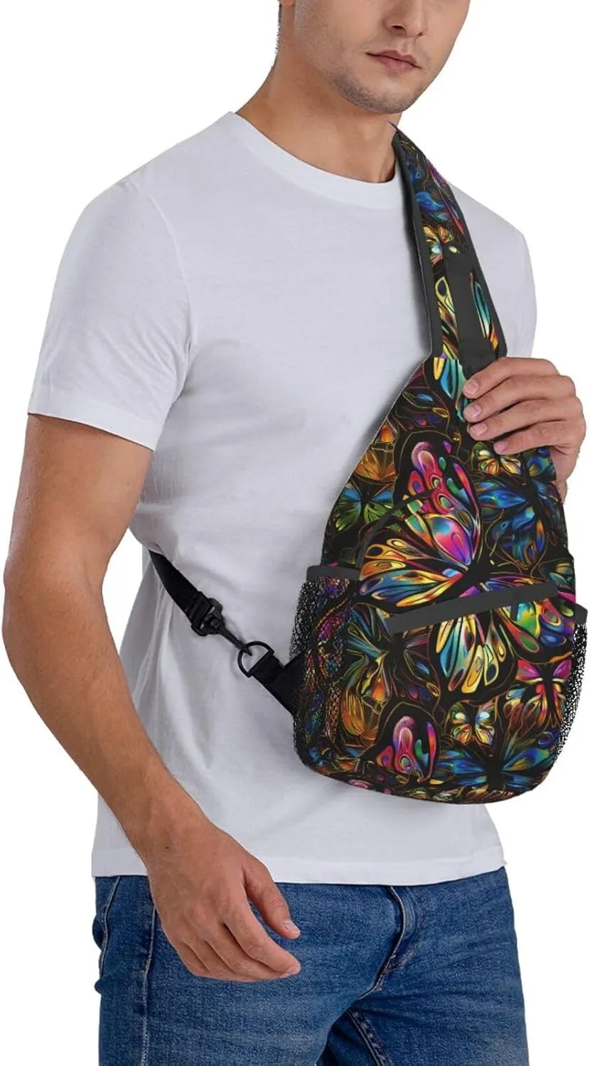 Butterfly Sling Backpack Chest Bag Crossbody Shoulder Bag Gym Cycling Travel Hiking Daypack For Men Women