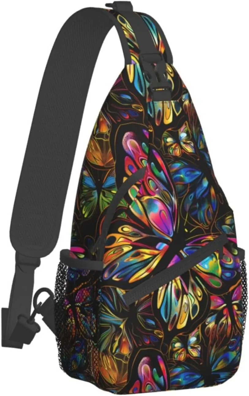 Butterfly Sling Backpack Chest Bag Crossbody Shoulder Bag Gym Cycling Travel Hiking Daypack For Men Women