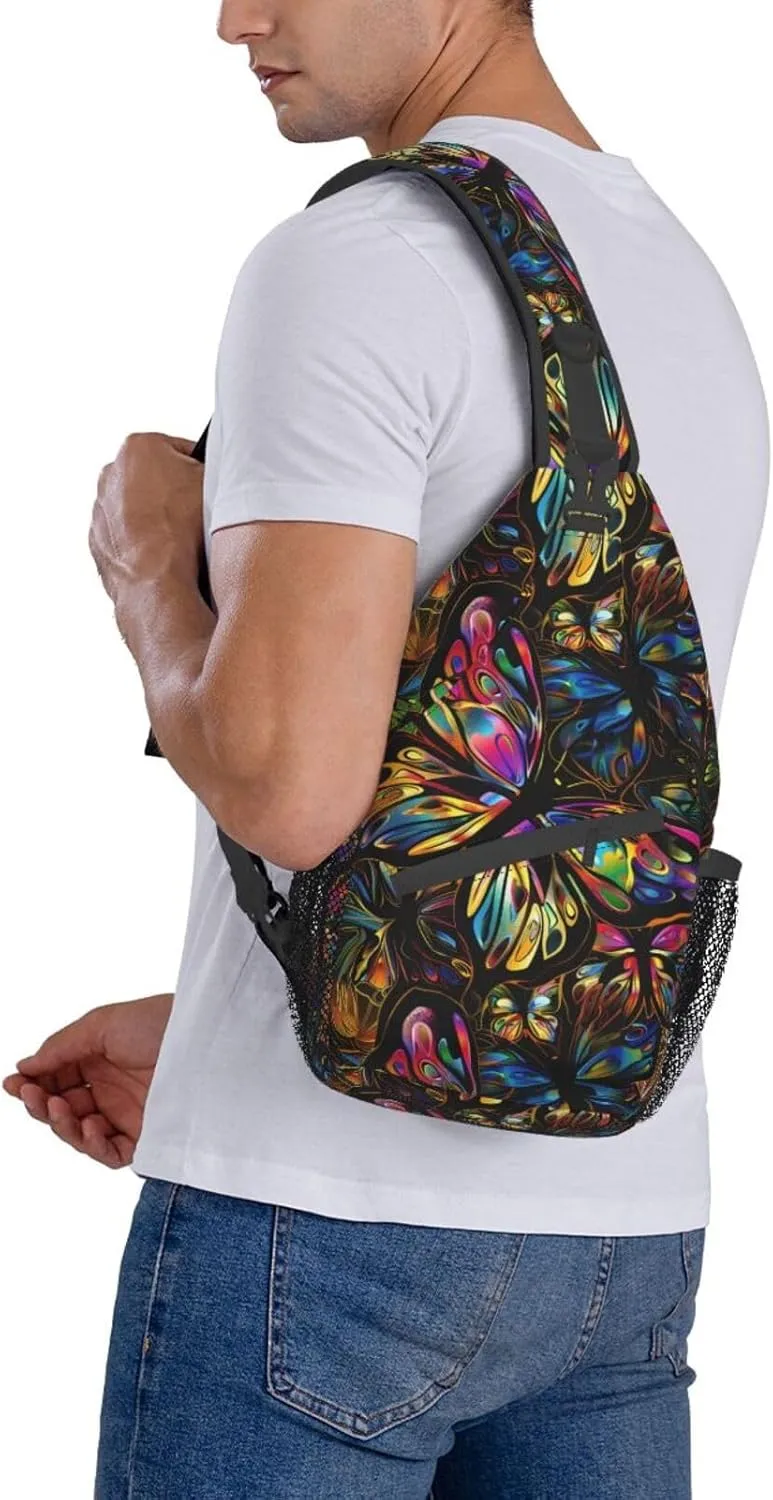 Butterfly Sling Backpack Chest Bag Crossbody Shoulder Bag Gym Cycling Travel Hiking Daypack For Men Women
