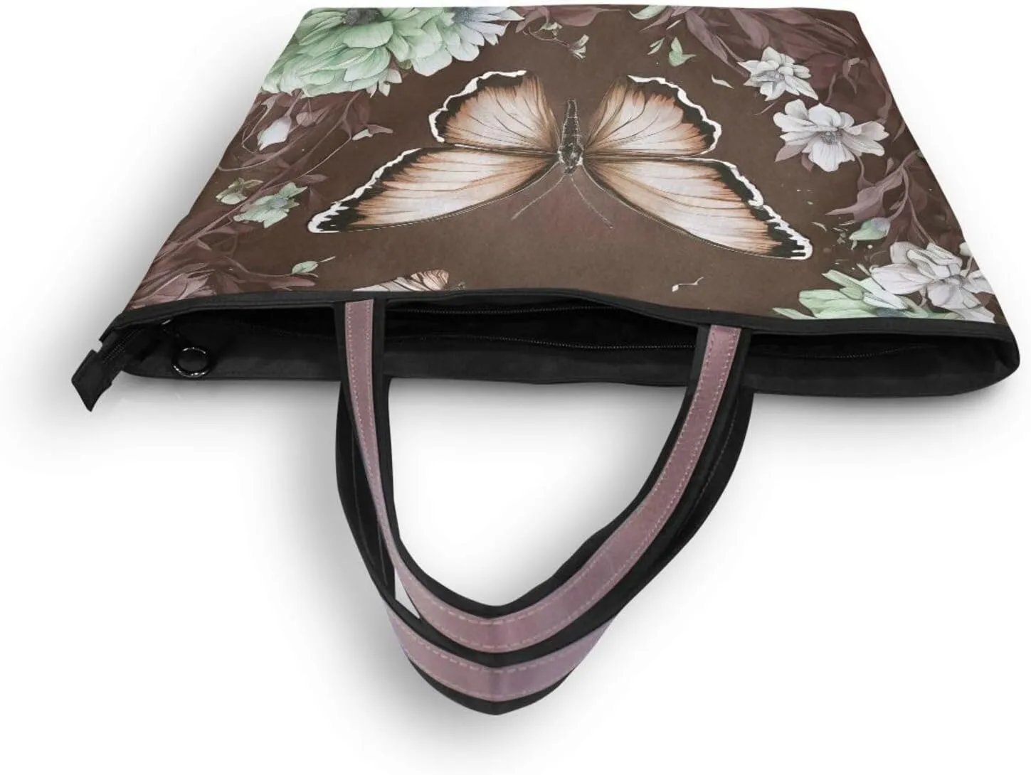 Butterfly Tote Bags for Women Purses and Ladies Work Handbags Medium 2 Size Shoulder Bags with Zipper Pockets